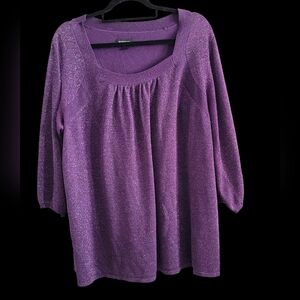 Avenue Purple Sparkly Knit Top, Size 2X/3X